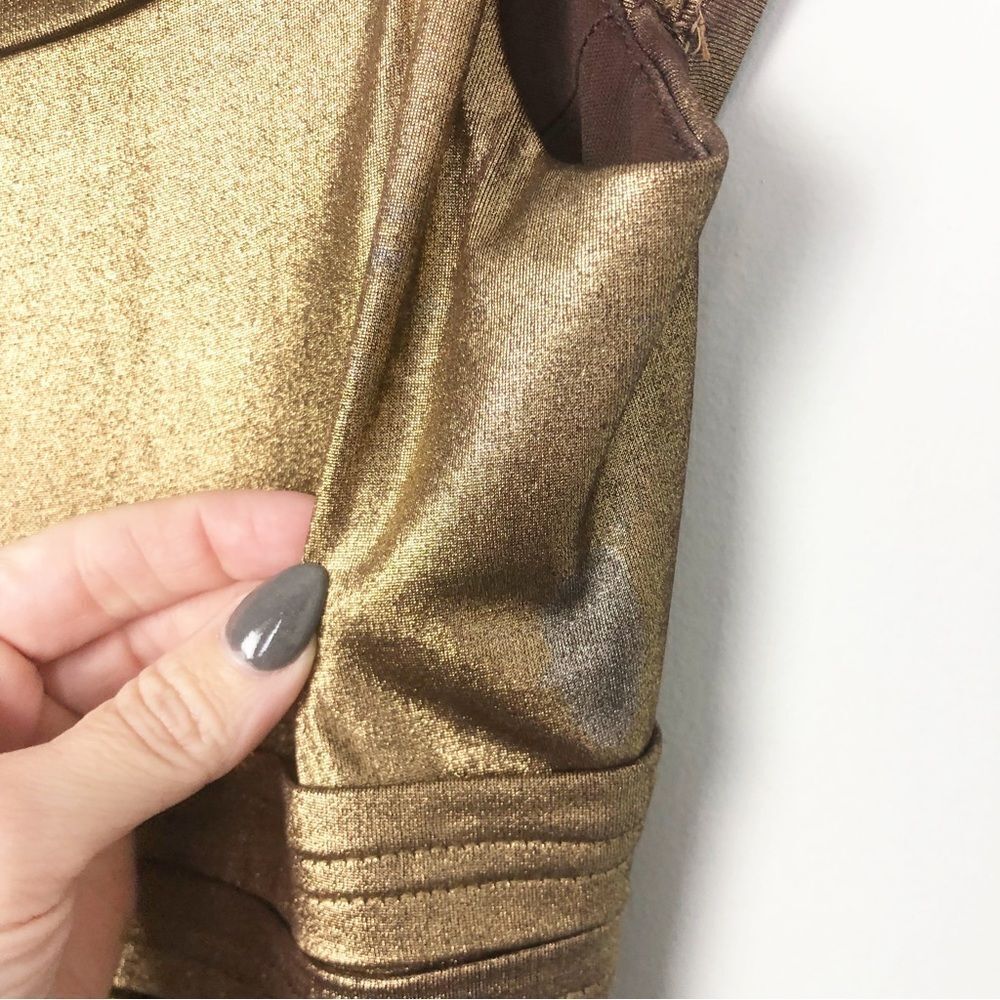 TADASHI COLLECTION | Bronze Gold Bandage Style Bodycon Dress Women’s Size Medium - Picture 8 of 12